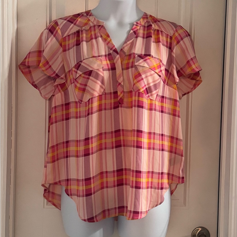 Torrid Pink Plaid Breezy Top